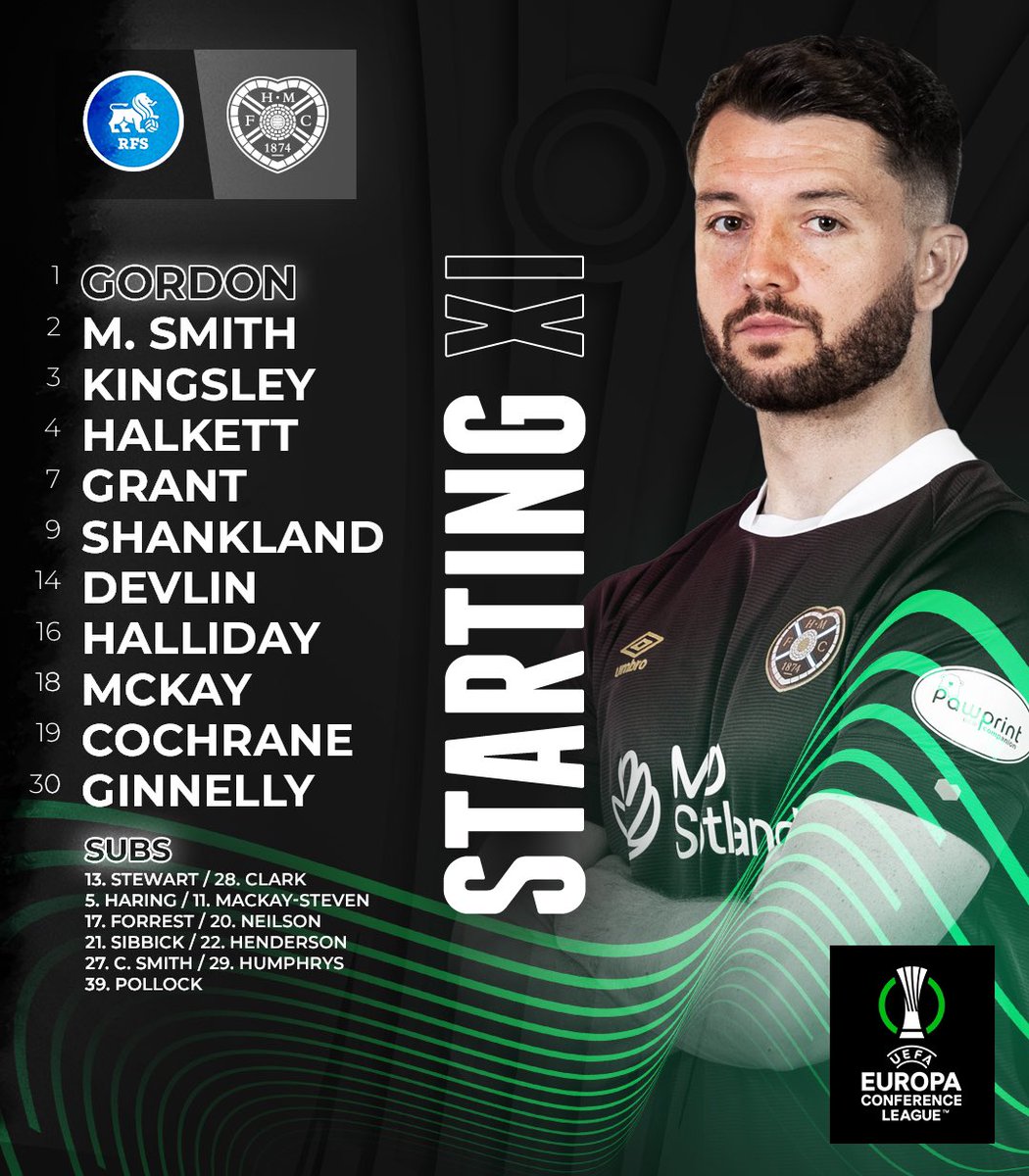 JamTarts's tweet photo. 📋 TEAM NEWS

Your Hearts side to face @RFSDaily in tonight’s #UECL Group A match. https://t.co/fjGDkKN0YS