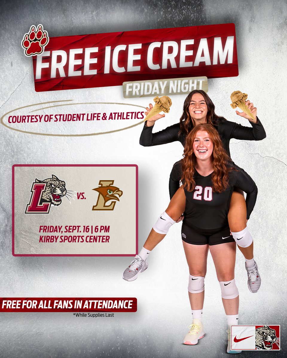 GoLeopards's tweet photo. If #TheRivalry wasn't enough, Friday just got a whole lot better 👀

Join us for FREE ICE CREAM 🍦 ahead of @LafColVBall's match against Lehigh at 6 p.m. inside Kirby Sports Center. 

Courtesy of Student Life &amp; Athletics, ice cream is available for all fans - while supplies last. https://t.co/BSIM9Y5KiM