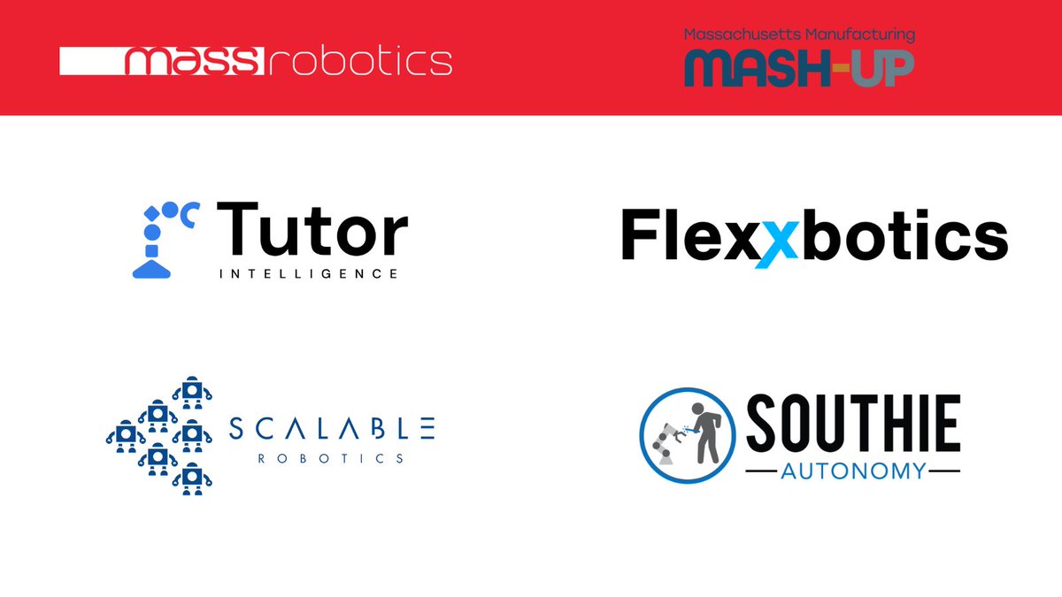 MassRobotics's tweet image. #Tomorrow Massachusetts Manufacturing Mash-Up 
We will be there with our resident startups @tutorintel, #Flexxbotics, #ScalableRobotics and @SouthieAutonomy. Come join us🤖⚙️
Learn more &amp;gt;&amp;gt; cam.masstech.org/mash-up
@MassMEP @Mass_Tech