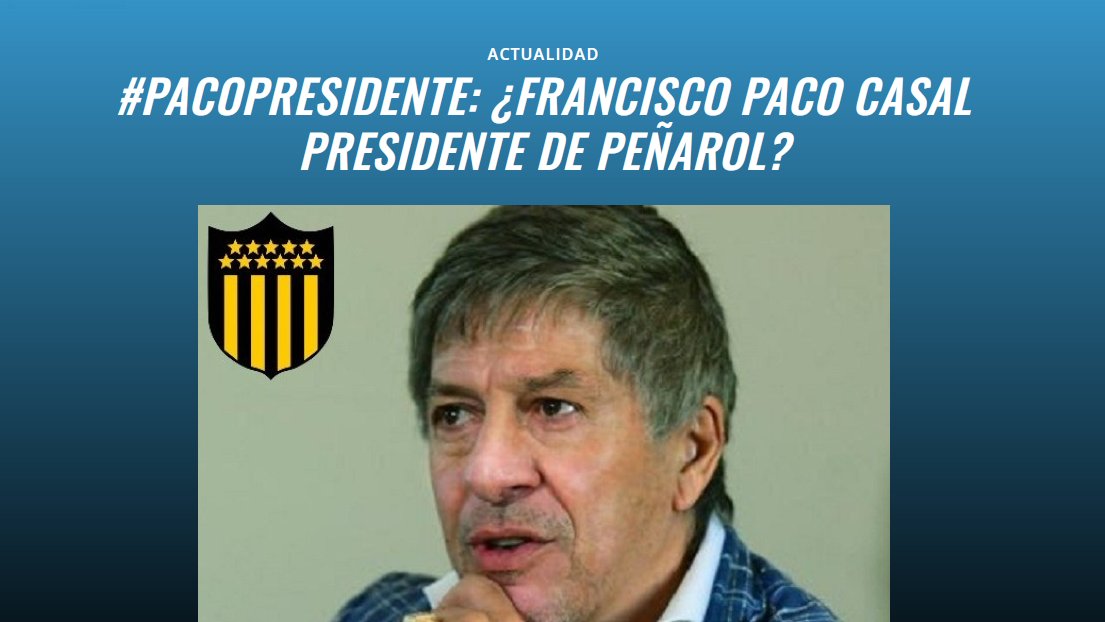 paco_cap's tweet photo. https://t.co/1BaCZD5cLl
@paco_cap @FCasalUy #PacoPresidente
Peñarol 2023 #Peñarol https://t.co/MxFM3MmOW7