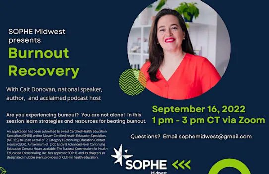 TOMORROW don't miss this opportunity to join our Burnout Recovery session. 
Register NOW: buff.ly/3BhELCJ 
#burnout #professionaldevelopment #CHES #MCHES #ThursdayThoughts #healtheducation #publichealth