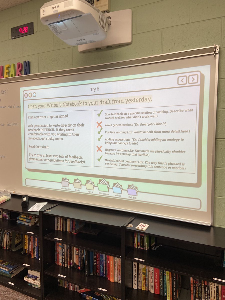 MrsPearce20's tweet photo. Students learned how to give effective feedback today in @SdavidNovis class! Thanks for letting me see this awesome lesson ☺️ https://t.co/Ktos7ymURb