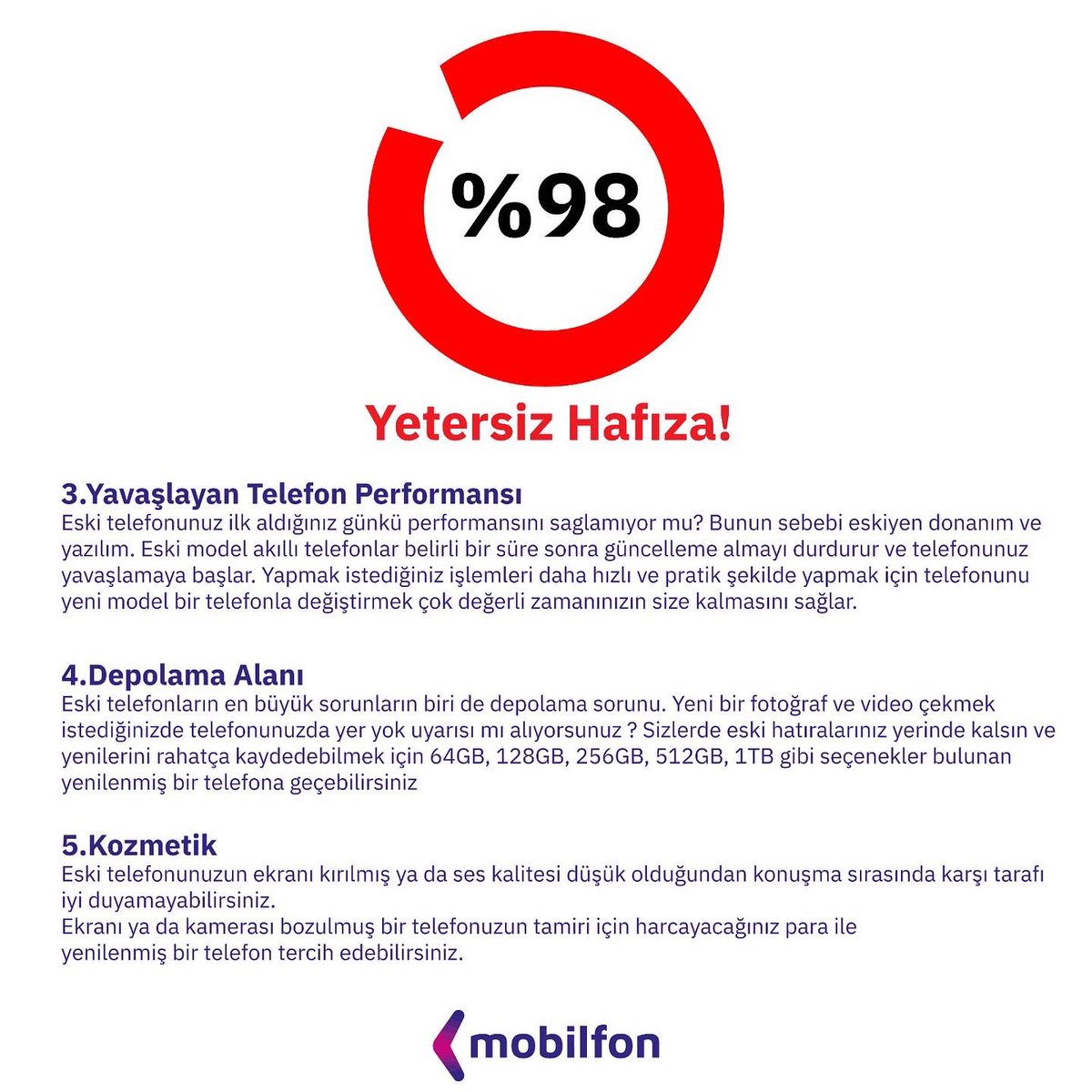 mobilfonTR's tweet photo. Mobilfon’la değişim zamanı!
Karşınızda eskimiş akıllı telefonunuzu, yenilenmiş akıllı bir telefonla değişmeniz için 5 sebep.
#akillitelefon #mobilfon #yenilenmistelefon #telefon #ikinciel https://t.co/P3nEKrbP0I