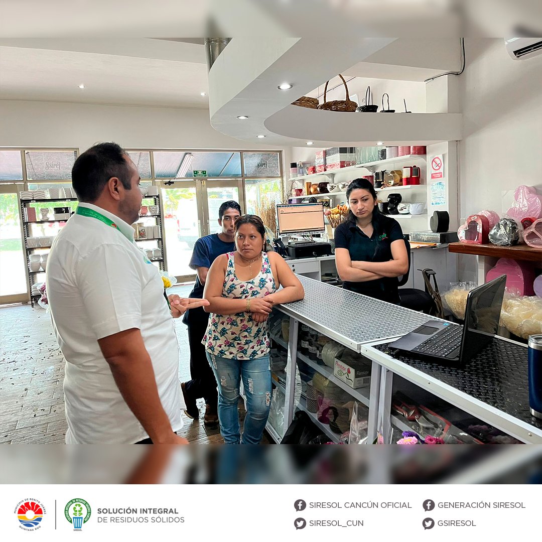 GSiresol's tweet photo. Visitamos la Florería Ssirel para realizar la supervisión de la correcta implementación del Plan de Manejo de residuos. Porque mantener nuestra ciudad limpia es Responsabilidad Compartida. #SepararSíFunciona #PorUnCancúnMásLimpio https://t.co/cy5fiCoB7R