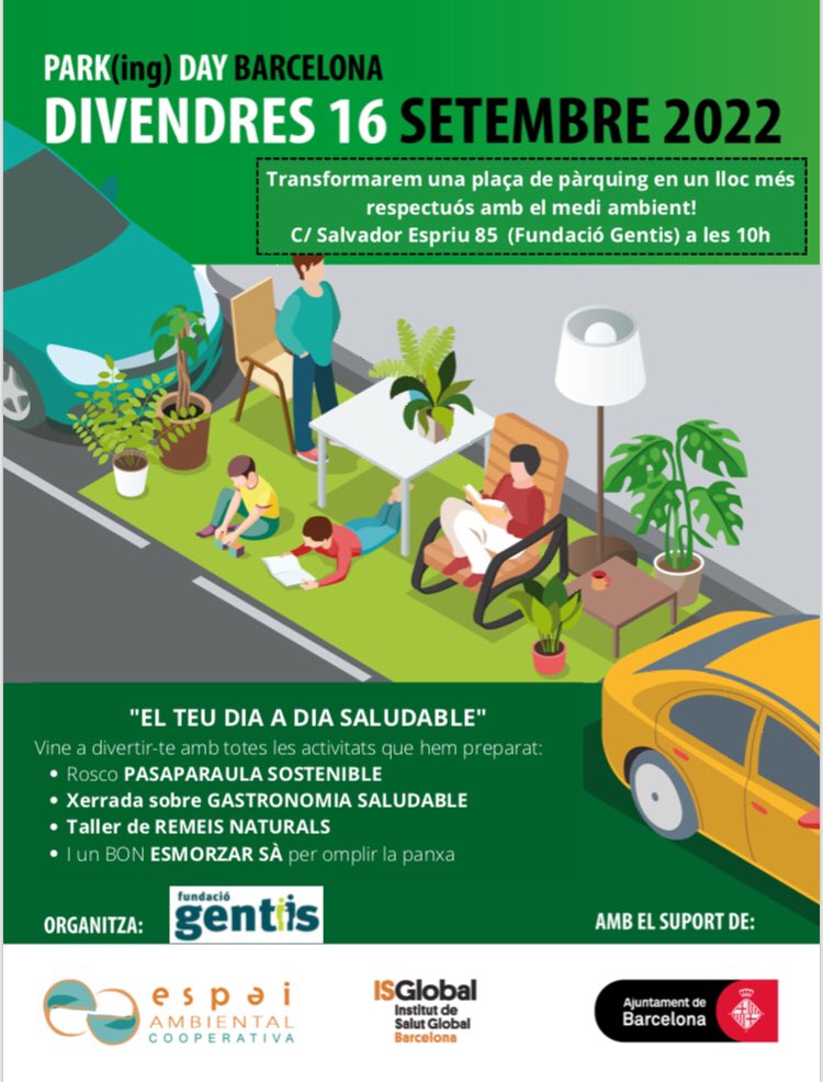 No t’ho pots perdre: vine demà a gaudir de les activitats del PARK (ing) DAY Barcelona. Diverteix-te amb #elteudiaadiasaludable <a href="/bcn_ajuntament/">Ajuntament de Barcelona</a> +info👇🏻