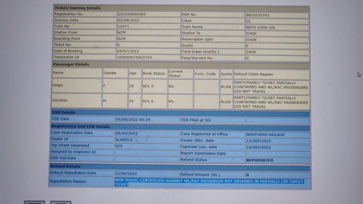 Gaurav2998's tweet photo. @IRCTCofficial @RailMinIndia @PiyushGoyalOffc We did not travel still the refund is rejected. Kindly help https://t.co/yGTkcuTh4p