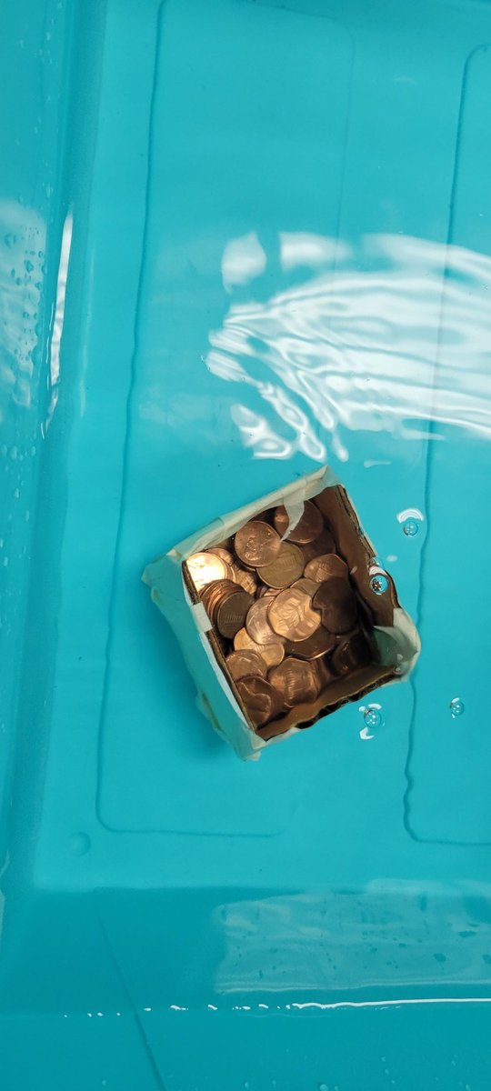 Matthews_MOMS's tweet photo. And the winner of the Entrepreneurship Boat Challenge is......Group 1. Their boat was made of only cardboard and tape. It took 96 pennies to sink it. Great job to all of the groups.@kramer_MOMS @MountOliveTSD @mtolivemiddle @MrsWilke76 @ZywickiR https://t.co/fTD5qWR5Pg