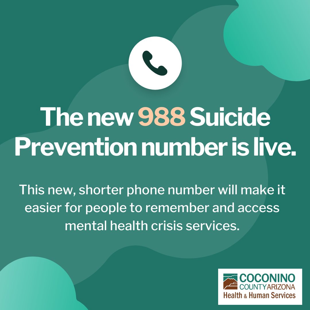 988 has been designated as the new three-digit dialing code that will route callers to the National Suicide Prevention Lifeline. These services provide 24-hour, confidential support to anyone in suicidal crisis or emotional distress.