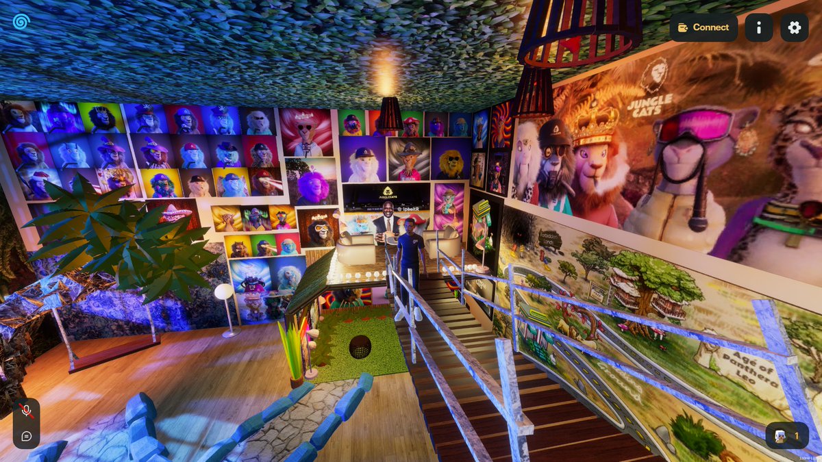 This Onyx apartment from the <a href="/_portals_/">Portals</a> metaverse is owned by the <a href="/JungleCatsIO/">Jungle Cats</a> DAO (<a href="/realjungledao/">JungleDAO {5.5.5}</a>) 🦁

More than 50 holders sent me their favourite Cat to be featured on the walls! ❤️‍🔥