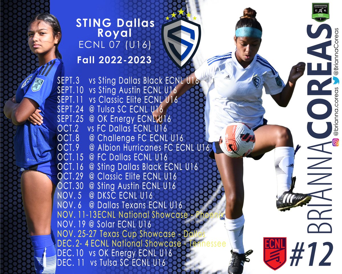 Season schedule! STING ECNL ROYAL💙⚽️ #sting #ecnl #leftback #lefty #royal #stingsoccer