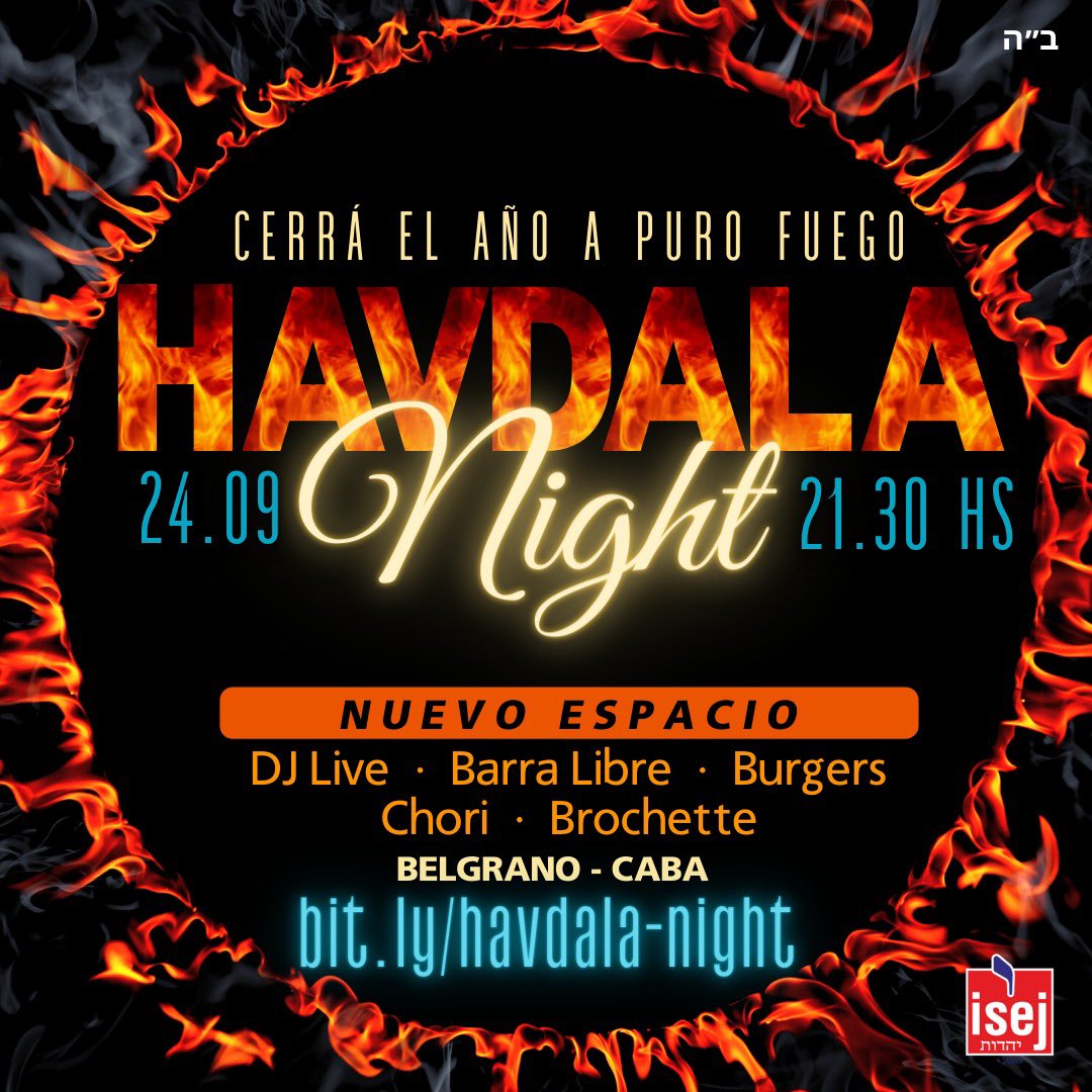 ISEJ's tweet photo. El último sabado del año es una fiesta🎉. Venite a pasar una noche a puro fuego🔥🔥. 
DJ Live - Barra Libre-Hamburguesas - Chori - Brochette.Sábado 24/09 - 21.30 hs. En Belgrano
https://t.co/mmRDrOQ8WH
*Ingreso solo con inscripción previa. Exclusivo para jóvenes de 18 a 35 años. https://t.co/8ZnbsgaAaT
