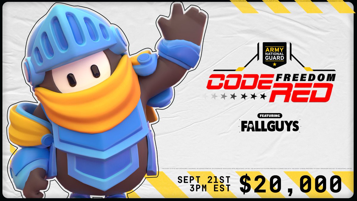 boomtv's tweet photo. Code Freedom Fall Guys 

📅 September 21st @ 3PM EST
💵 $20,000 Prize Pool
🥔 60 Solo Beans
👑 1 Winner

Ready your Beans. https://t.co/1OzRILrVgd
