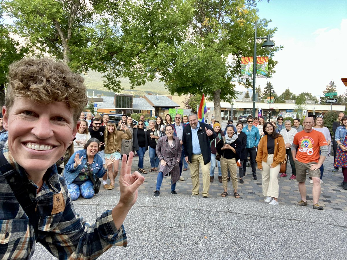 Canmore! 😍🏔 

Thank you for inviting me to your Pride flag raising this morning! In the face of hate, you responded with love and you’ve shown what community is all about. 💞

Happy Pride! 🏳️‍🌈🏳️‍⚧️