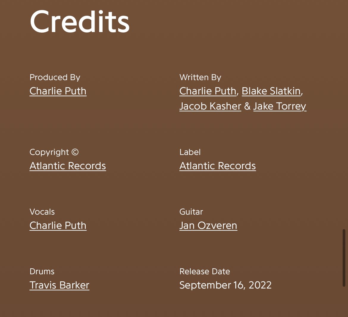 8787cp's tweet photo. 【I Don’t Think That I Like Her】
#BehindTheRecord
Produced by Charlie Puth
Written by Charlie Puth,
@blakeslatkin , #JakeTorrey and #jkash
Vocals Charlie Puth
Guitar #JanOzveren
Drums @travisbarker https://t.co/QwOAJiKLqE