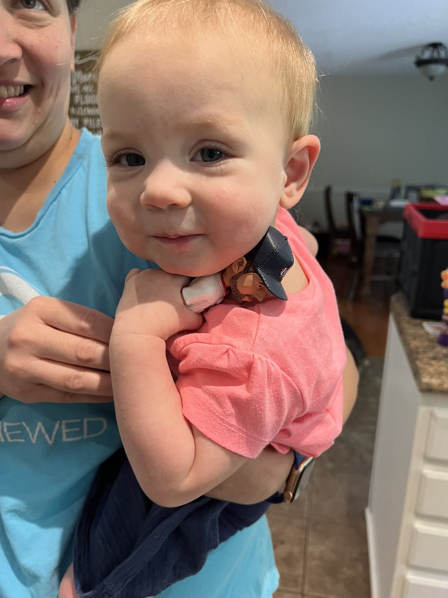 Catchingcoach35's tweet photo. @FedX19 my daughter won’t stop hugging your bobble head we got from the @GreenvilleDrive ! https://t.co/yntDcYnAPx