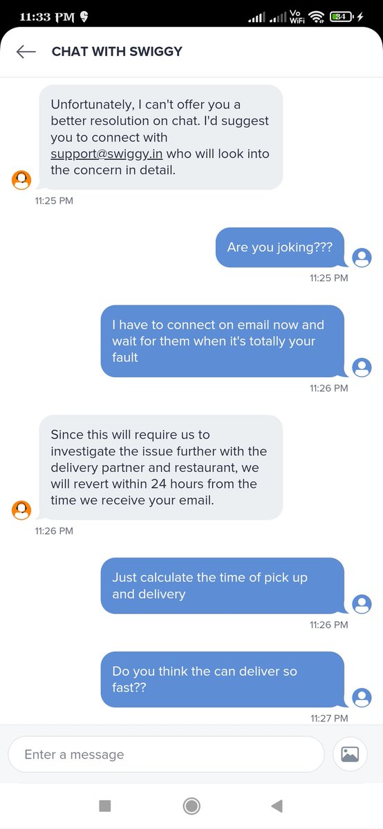 SamShezy's tweet photo. @Swiggy I just wanted the refund or reorder and you are making it so hard to get it https://t.co/QdU3XGkFSD