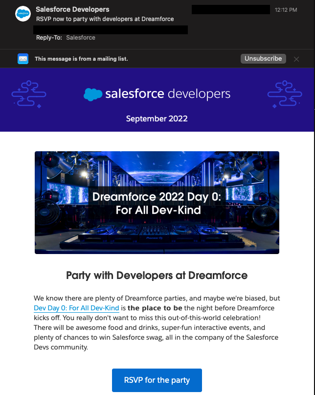 beneggett's tweet photo. @Ryan_Holdaway It had to be one of these geniuses who thinks "RSVP now to party with developers" is a great subject line! 😂 https://t.co/2Rv4aWMsIP