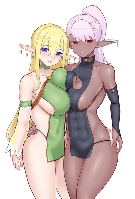 エルフさんとダークエルフさん落書き 