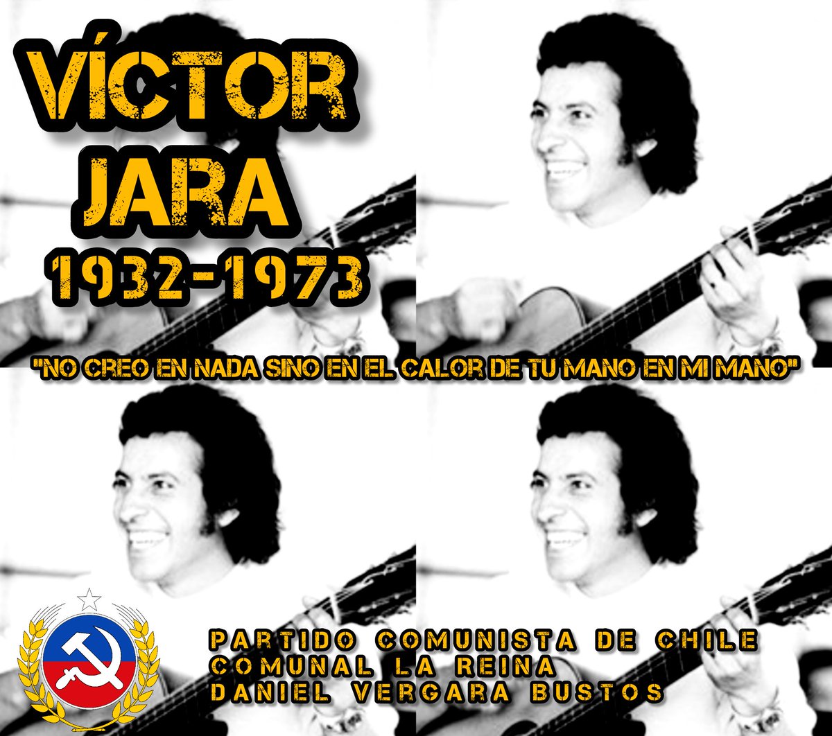 Torturado por más de tres días, sus manos fueron destrozadas por los valientes soldados que para intentar darle muerte lo acribillaron con 44 balazos un 16 de septiembre hace 49 años y aún así no pudieron callar  su voz y música que ya alcanzaron el mundo entero
#VictorJara