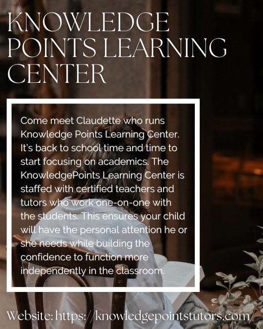 For more information check out their website: knowledgepointstutors.com 

!!Reminder!! Area Event is the day after tomorrow! September 17, Saturday from 12 pm to 5 pm at The Corner Spot- Ashland!