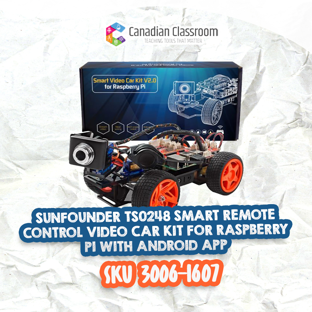The SunFounder Smart Video Car for Raspberry Pi 3/2/B. SKU 3006-1607.
.
#CanadianClassroom #OnlineShopping #OnlineStore #Sales #Stem #StemEducation #Science #WomenInStem #Robotic #Coding #Programming #edtech #modeling #Canada
