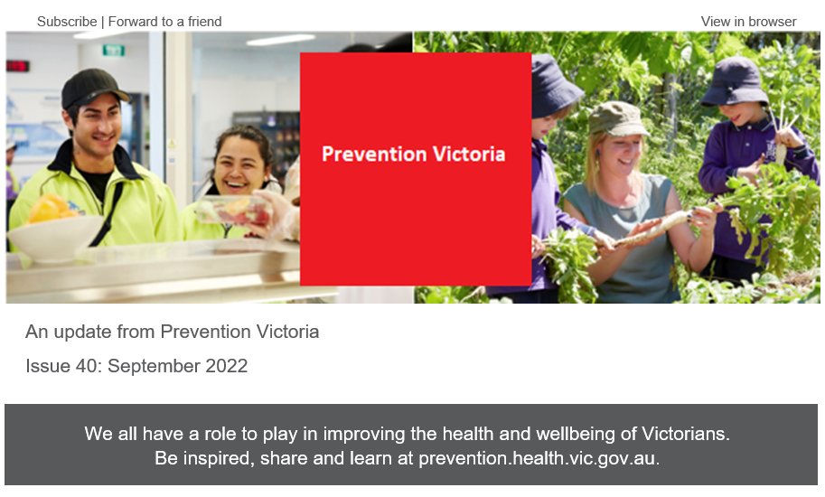 PreventionVic's tweet photo. Our latest eNewsletter is out now! Check out some great stories! https://t.co/EOe6WiyMOR @InspiroCHS @yrcouncil @HealthLatrobe @VicGovDH @VicGovAu #LCHS #FFALV #LatrobeHealthInnovationZone #PreventionVic https://t.co/tmit73syQt