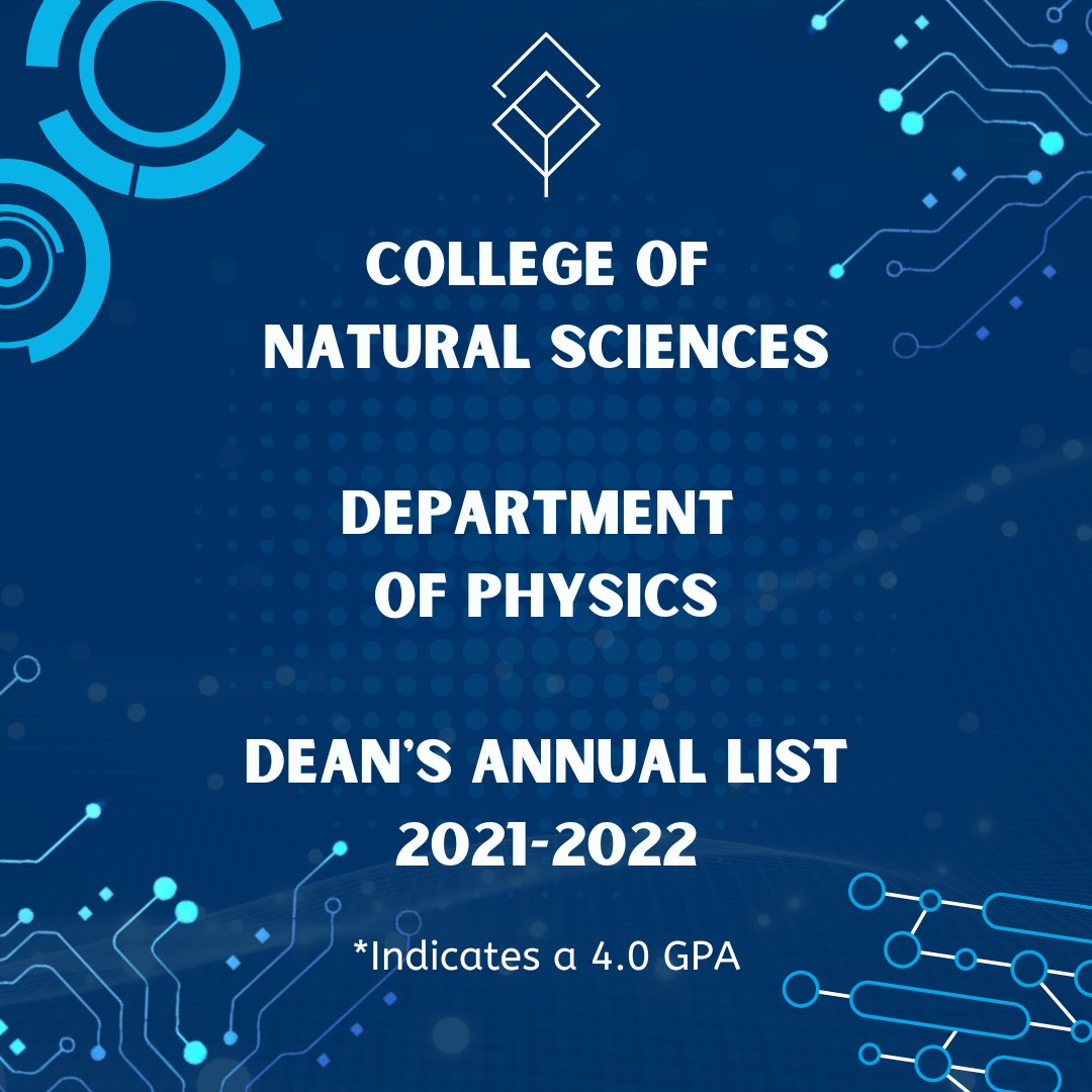 csusbcns's tweet photo. Now *this* is science excellence! Congrats to our Dept of Physics 'Yotes who maintained extraordinary grades for the entire 2021-2022 academic year! Congrats to our future science leaders! #CSUSBPhysics #CSUSBNaturalSciences #WeDefineTheFuture #Coyote4Life #physics #STEM https://t.co/clQiRNHYNs