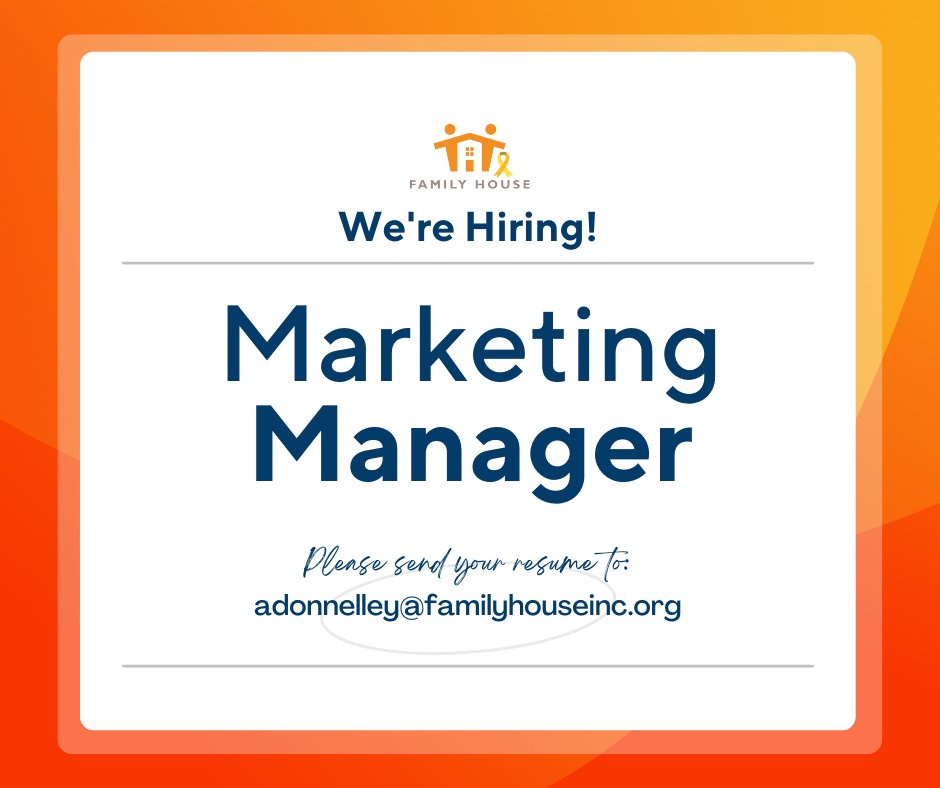 Family House SF (@familyhousesf) on Twitter photo Family House is searching for a talented, enthusiastic Marketing Manager to help execute our marketing strategy!
Send your resume to adonnelley@familyhouseinc.org with the subject line: Marketing Manager.
JD: familyhouseinc.org/the-people-of-… Family House is searching for a talented, enthusiastic Marketing Manager to help execute our marketing strategy!
Send your resume to adonnelley@familyhouseinc.org with the subject line: Marketing Manager.
JD: familyhouseinc.org/the-people-of-…