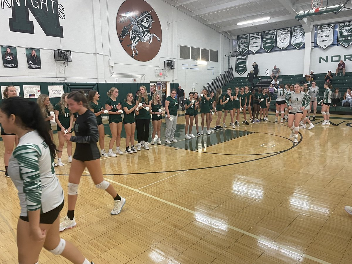 Varsity girls recognized both the middle school teams tonight after the first set! The future of NHS volleyball is very bright!!!