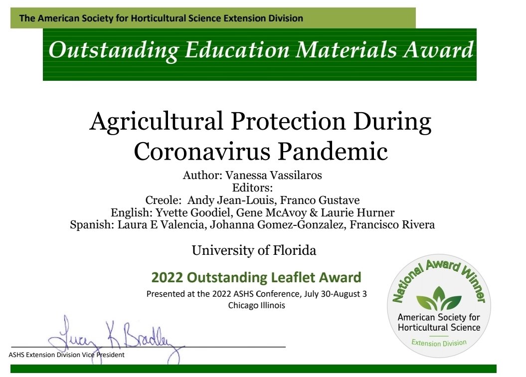 #Teamwork recognition for #farmworkers #safety in #scicomm. @CAFE_UFIFAS #HispanicHeritageMonth