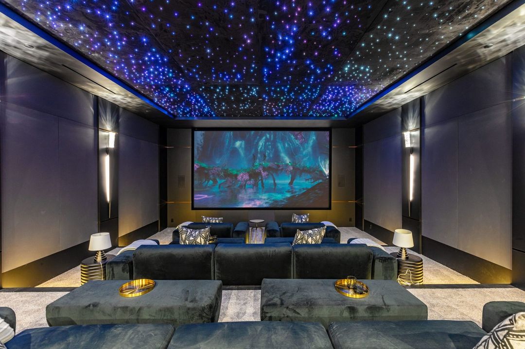 A galaxy-inspired movie theater can be as mesmerizing as the movies you love. . . . #luxuryliving #luxurytheater #interiordesign #movienight
