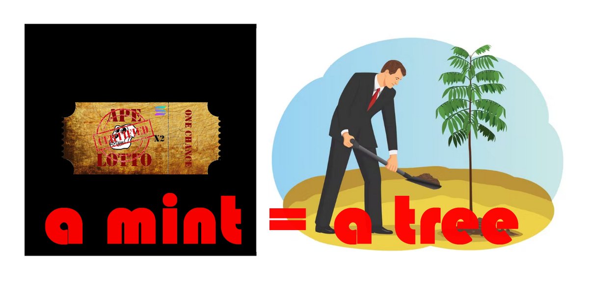 ApeLotto1's tweet photo. We have decided that each APELOTTO mint ticket a tree will be planted 🌲🌳🌲

https://t.co/rjG3BCR3jK
https://t.co/QCtPQH2RxA

#apelotto #solanaNFTproject #SOLANA #NFT #NFTartist https://t.co/izW512Nh6K