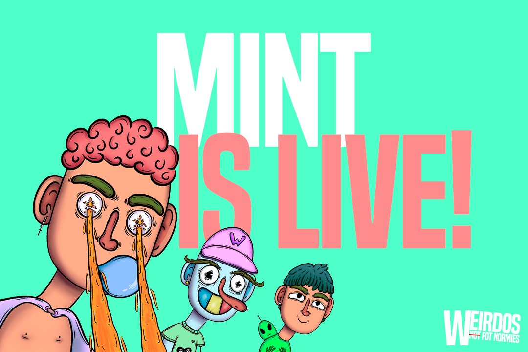 nftweirdos's tweet photo. MINT IS LIVE! 
Be a Weirdo!
https://t.co/cXTlcrPWnq

#SolanaNFTs #DegenMints #solana #NFTCommmunity  #MintingNow https://t.co/8jBPVF3Ofo