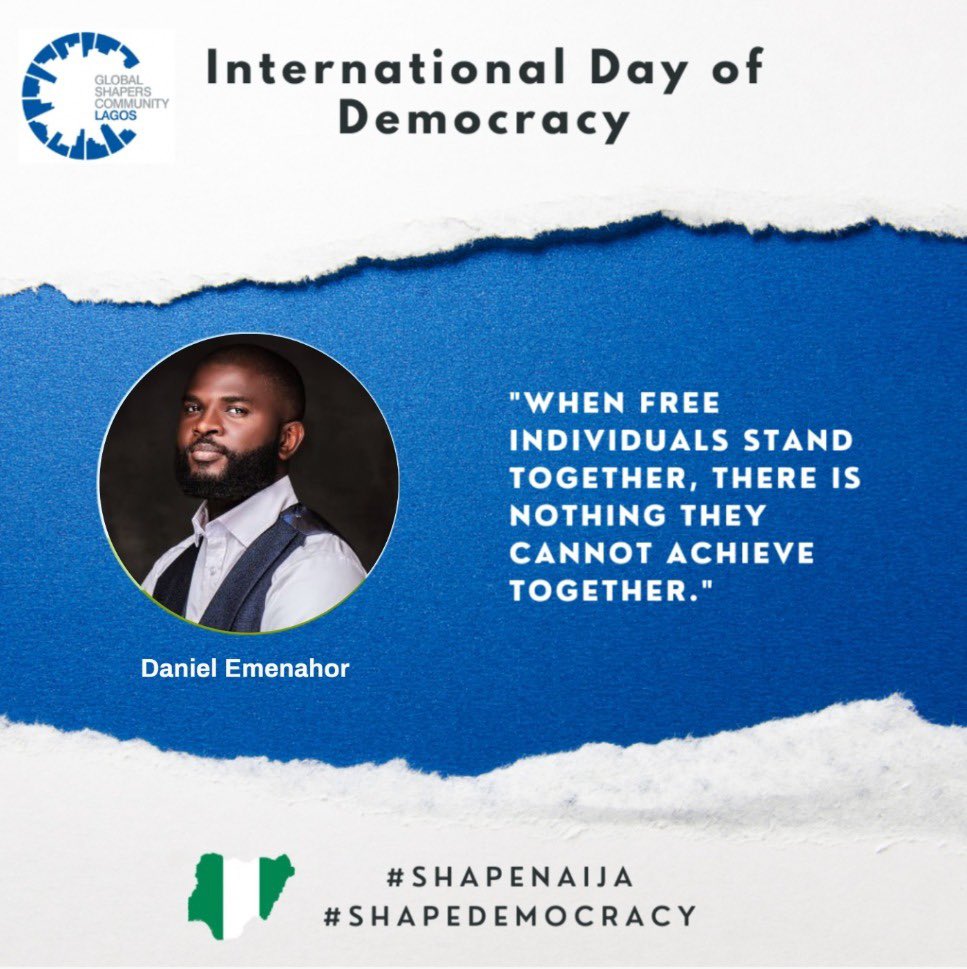 LagosShapers's tweet photo. As this yearβs International Democracy Day focuses on Protecting Press Freedom, @LagosShapers join voices with Shapers across Nigeria to commemorate today, amplifying the importance of media freedom to democracy.
Happy International Day for Democracy! #ShapeNaija #ShapeDemocracy https://t.co/PkL0wkKO26