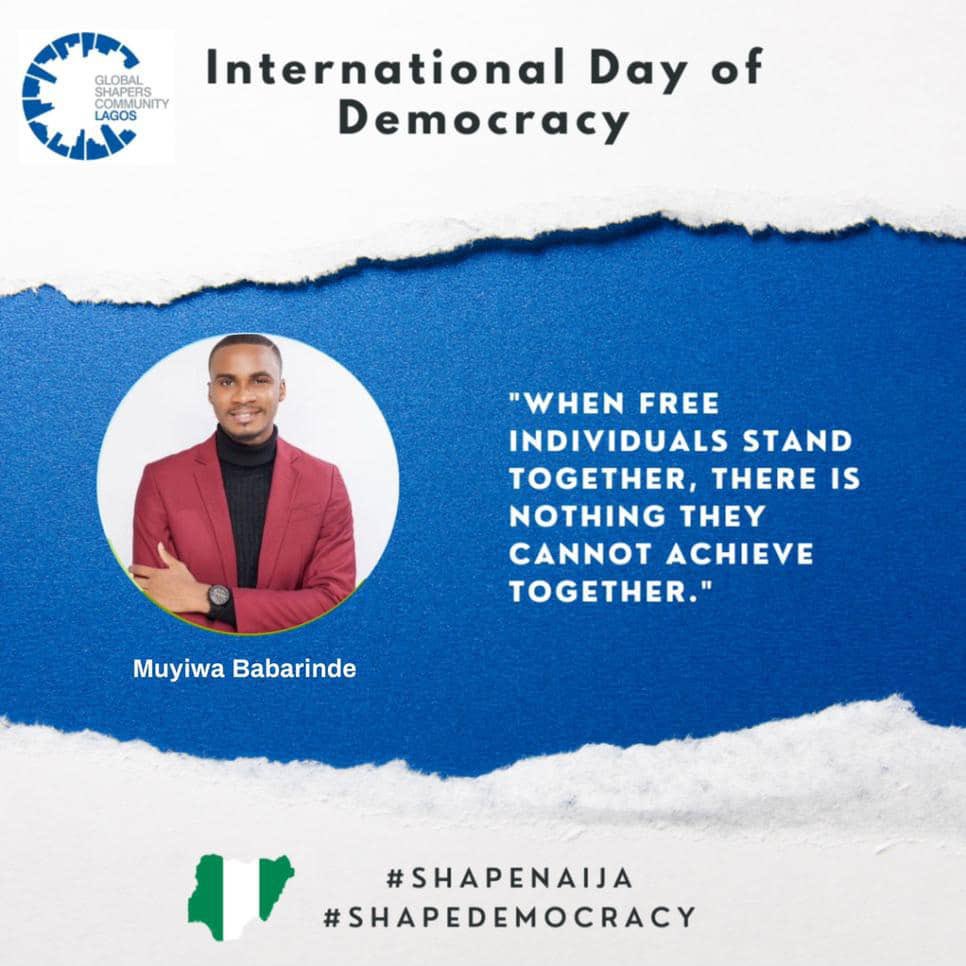 LagosShapers's tweet photo. As this yearβs International Democracy Day focuses on Protecting Press Freedom, @LagosShapers join voices with Shapers across Nigeria to commemorate today, amplifying the importance of media freedom to democracy.
Happy International Day for Democracy! #ShapeNaija #ShapeDemocracy https://t.co/PkL0wkKO26