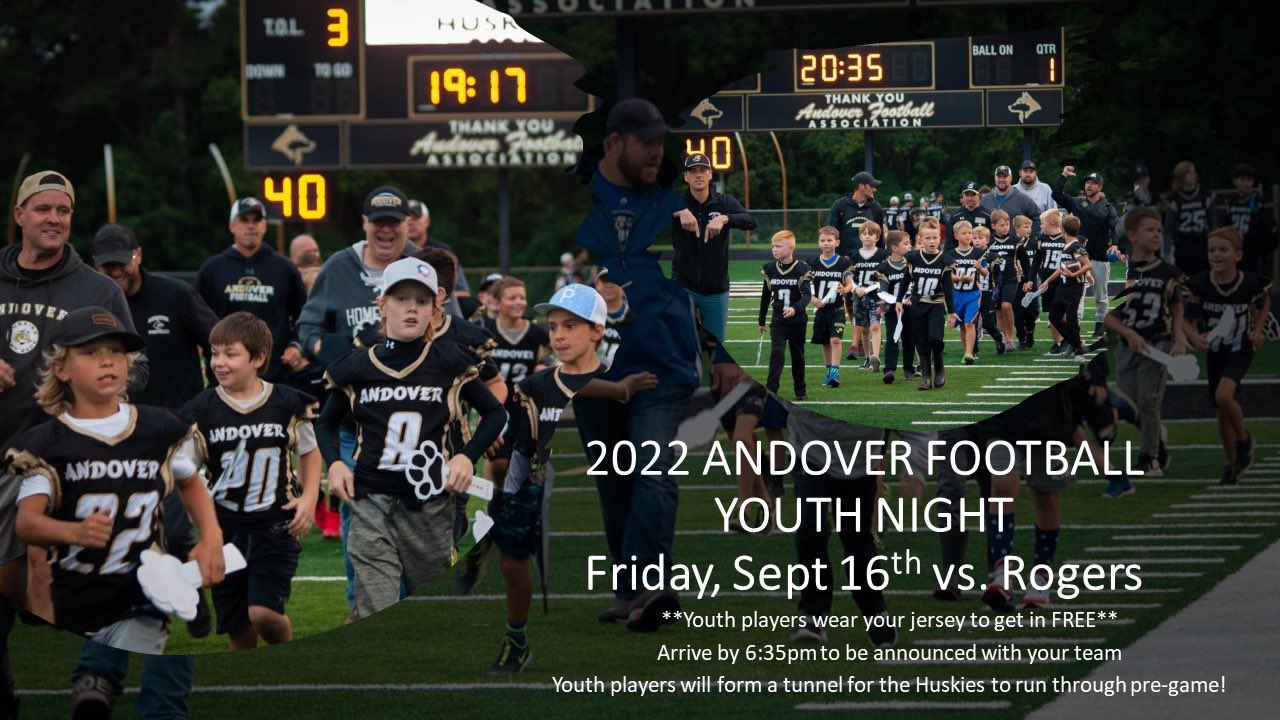 Andover HS Football on Twitter "This Friday’s game is also Youth Night