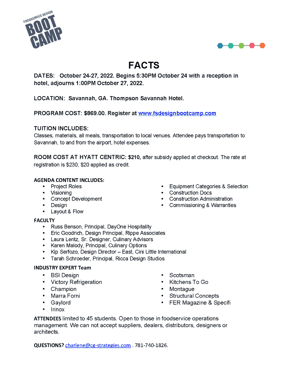 FS_Bootcamp's tweet photo. Just the FACTS!

DATES: October 24-27, 2022. Begins 5:30PM October 24 with a reception in hotel, adjourns 1:00PM October 27, 2022.

LOCATION: Savannah, GA. Thompson Savannah Hotel. Download a BootCamp Fact Sheet here! https://t.co/zUFWfaWlJC 

Register soon, seats are limited! https://t.co/noGiDcUafw