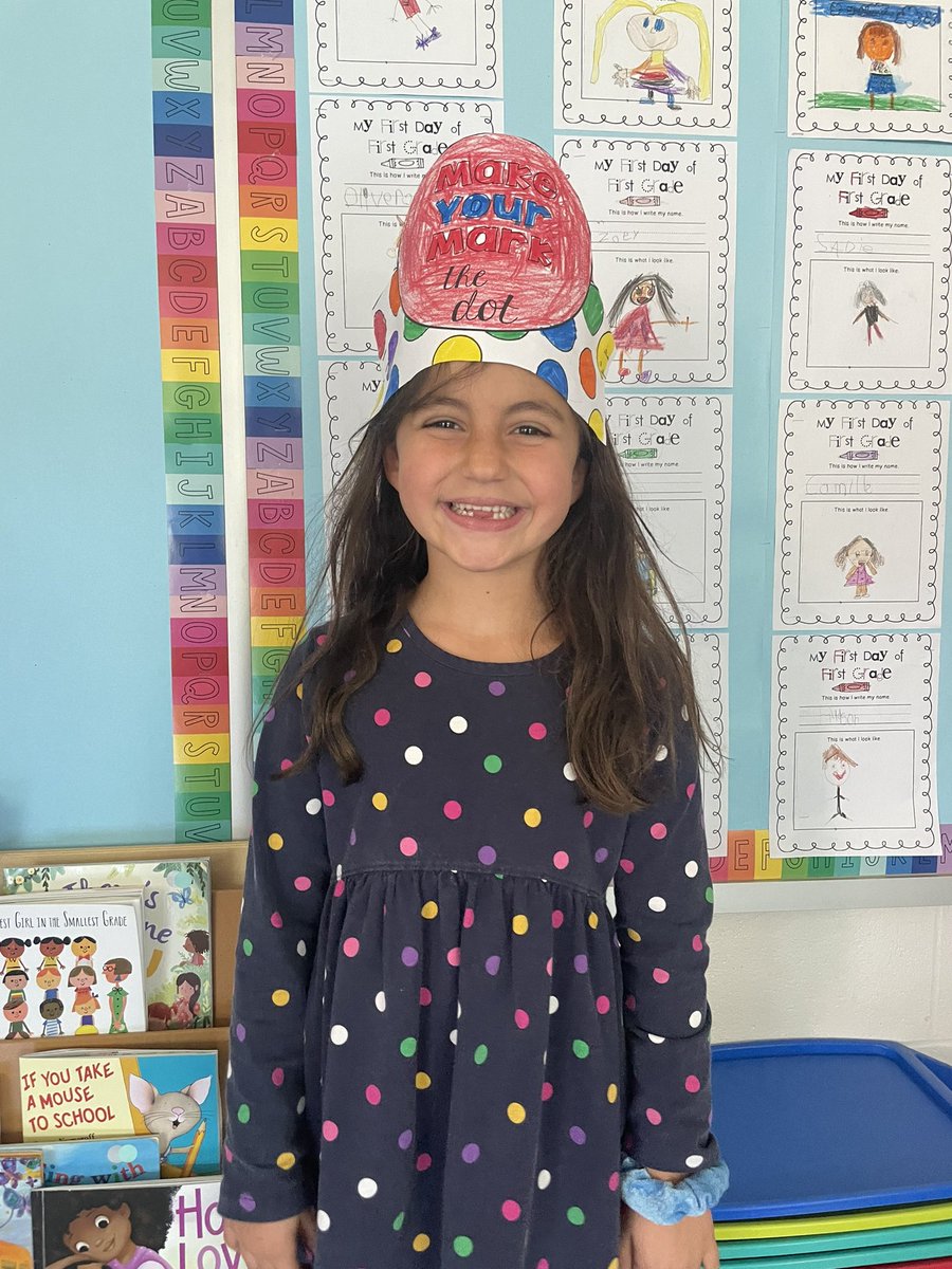 CuddySoule's tweet photo. Ask me all about how I can my mark in our class and our school! Some of our favorites were by spreading a smile or a kind gesture, by practicing letters so that can lead to words and books, or by trying my best even if something is hard! #makemymark #NationalDotDay https://t.co/QoRpDe2EC3