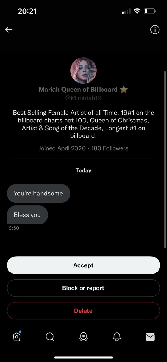 Just been DM’d by THE Mariah Carey