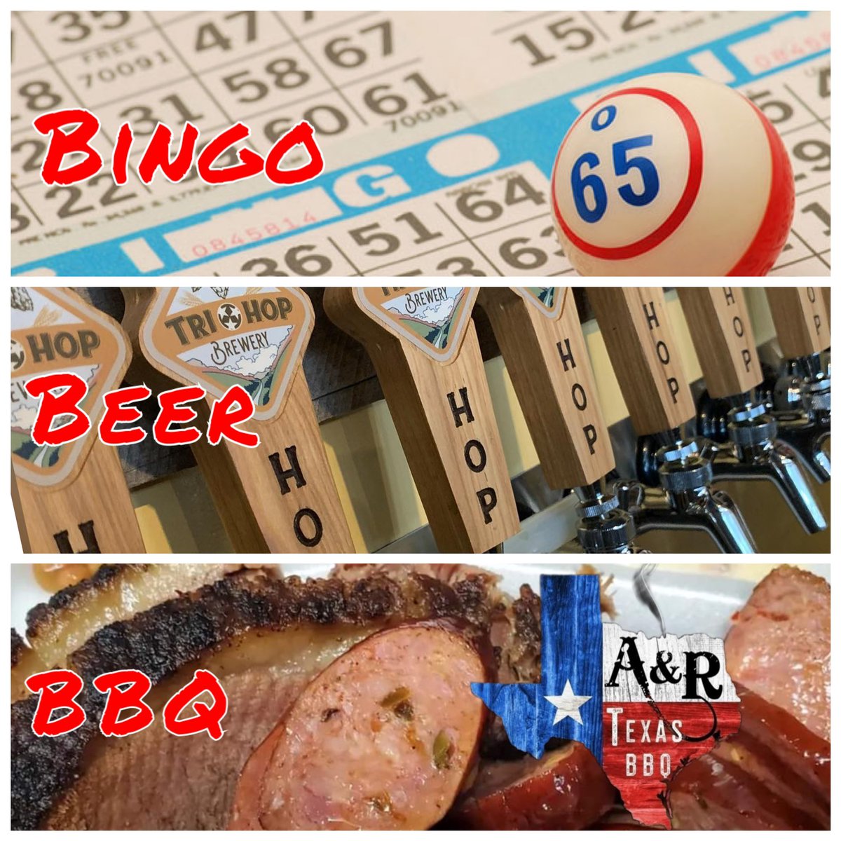 Happy Thursday! The weekend is 
practically here, so why not get a head-start? Bingo at 6:30, &amp; we have your favorite beer on tap- you can wash it all down with some of Maryville’s best barbecue courtesy of A &amp; R Texas BBQ! <a href="/AandRTexasBBQ/">A & R Texas BBQ</a> #eatlocal #localbeer #beer #foodtruck