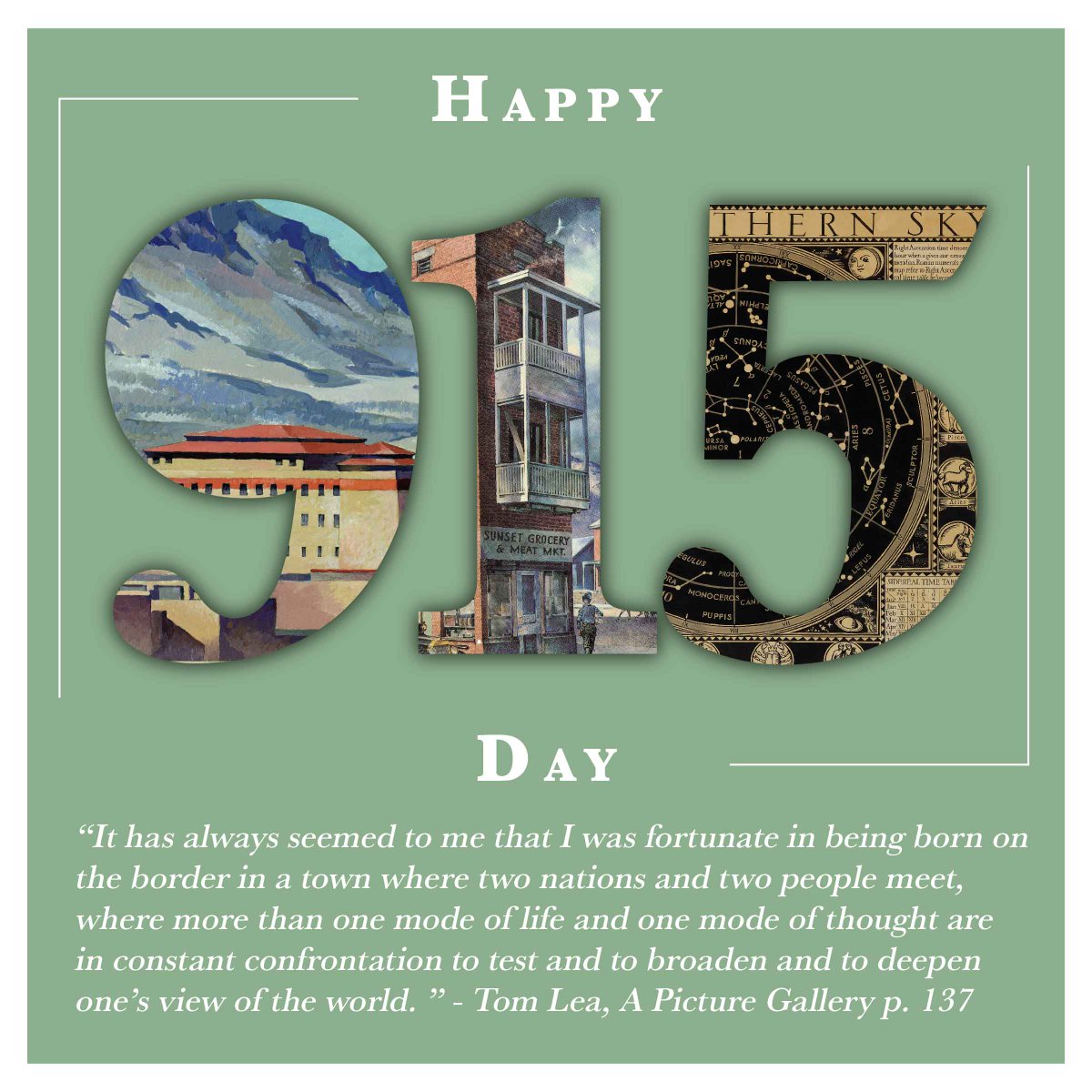 TomLeaInstitute's tweet image. “It has always seemed to me that I was fortunate in being born on the border in a town where two nations and two people meet”
- Tom Lea, A Picture Gallery p. 137
.
#elpaso #psodelnorte #915 #nineonefive #elpasoday #elpasoart