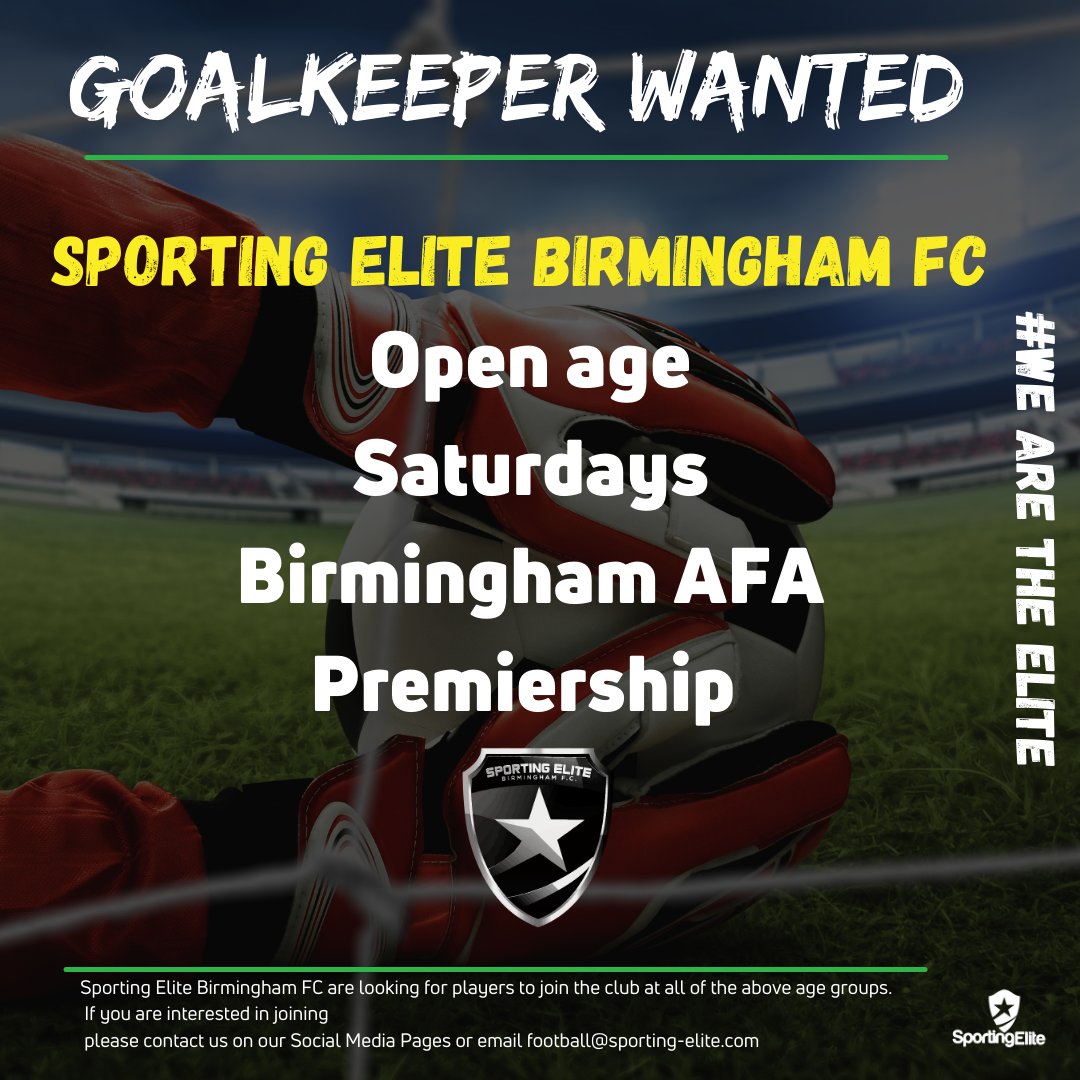 <a href="/SportingEliteB1/">Sporting Elite Birmingham FC</a> are looking for a keeper to join our <a href="/BirminghamFL/">Birmingham League</a> Prem team for the season