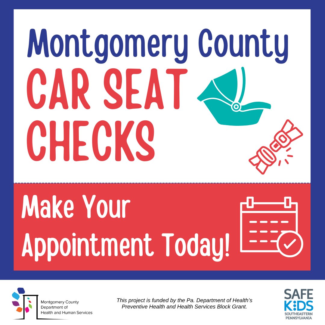 HHSMontcoPA's tweet image. One of the most important things you can do as a caregiver is to make sure your child is safely secured in the correct car seat or booster seat. Schedule a FREE car seat check with us.
montcopa.org/carseatcheck  
#CPSWeek2022 #TheRoadToSafety #BeSafePA #HHSHealthPromotion