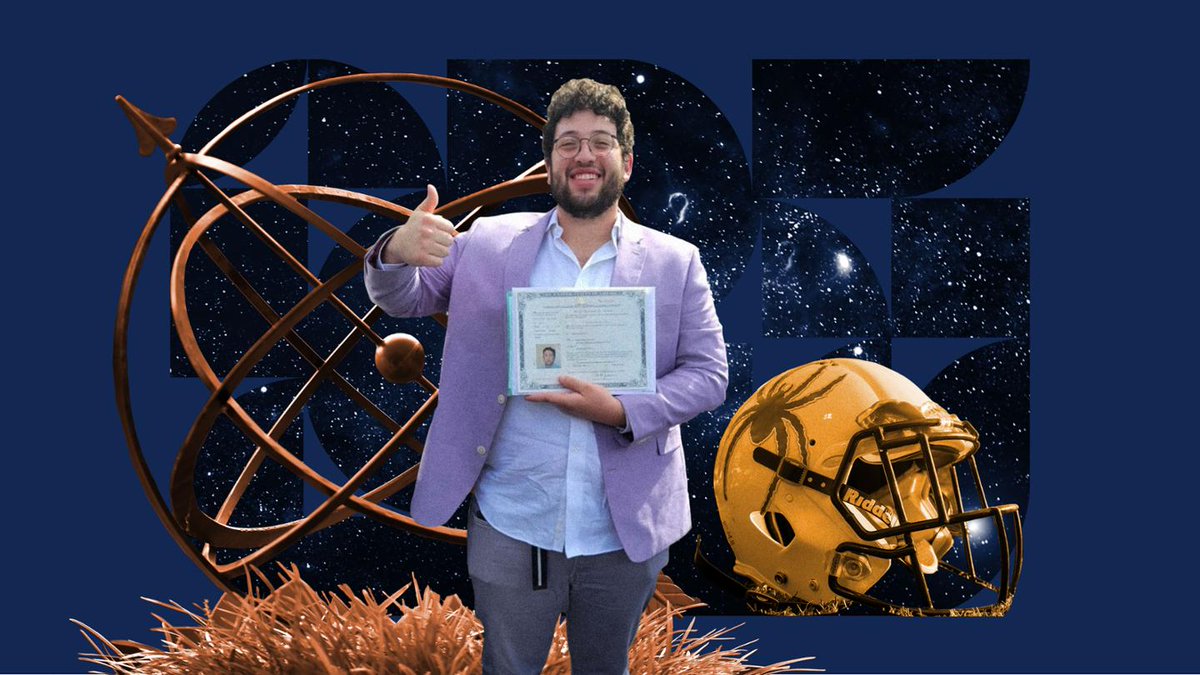 When #URichmond senior Santi Messmacher Montes de Oca isn't on the football field, he can be found studying the expansion rate of the universe in the physics lab. #SpiderPride ❤️💙🕷

Read this #Spider football player's story at the link below: urnow.richmond.edu/features/artic…