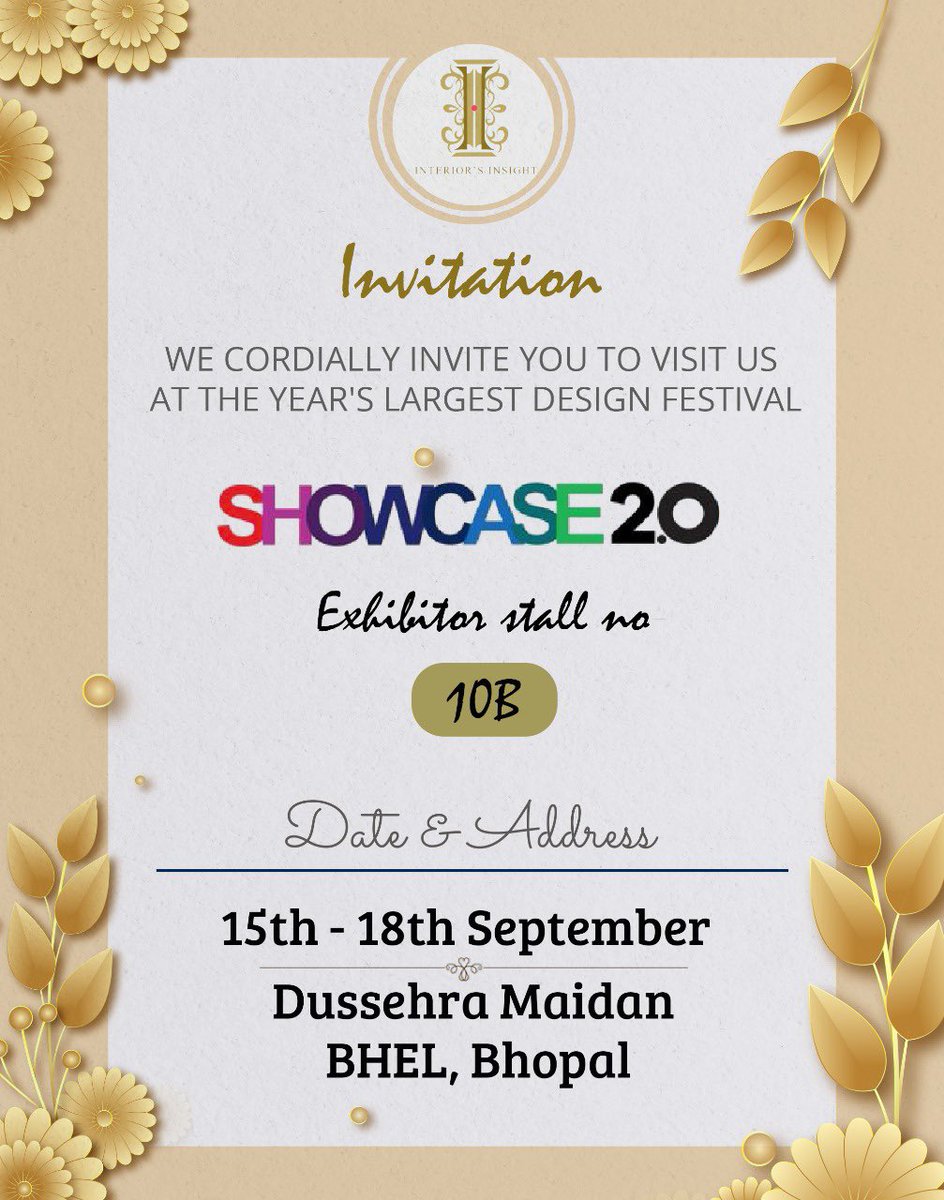 InteriorsInsigh's tweet photo. Co-patron Interiors Insight invites you to witness showcase 2.0. A celebration of interior designing and architecture! 
Let’s beautify spaces together! See you soon ✨ #bhopal #interiorsinsight #iiidshowcase https://t.co/aNZuXQifMB