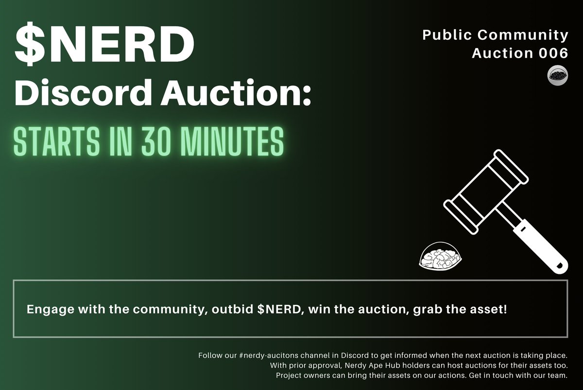 💥 $NERD Discord Auction: 15.09.22 💥

See you in Discord in an hour.

Join us: discord.gg/3sqrapuG5q 

#NerdyApeHub #NerdyCoin