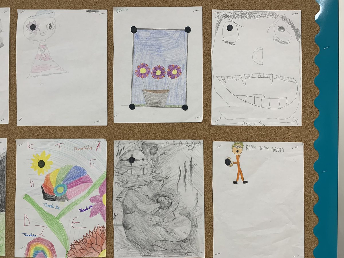 Grade4Loftus's tweet photo. Today we made our mark by creating different pieces of art using the same dot.  @hills_harvest https://t.co/9pawX4k9Ct