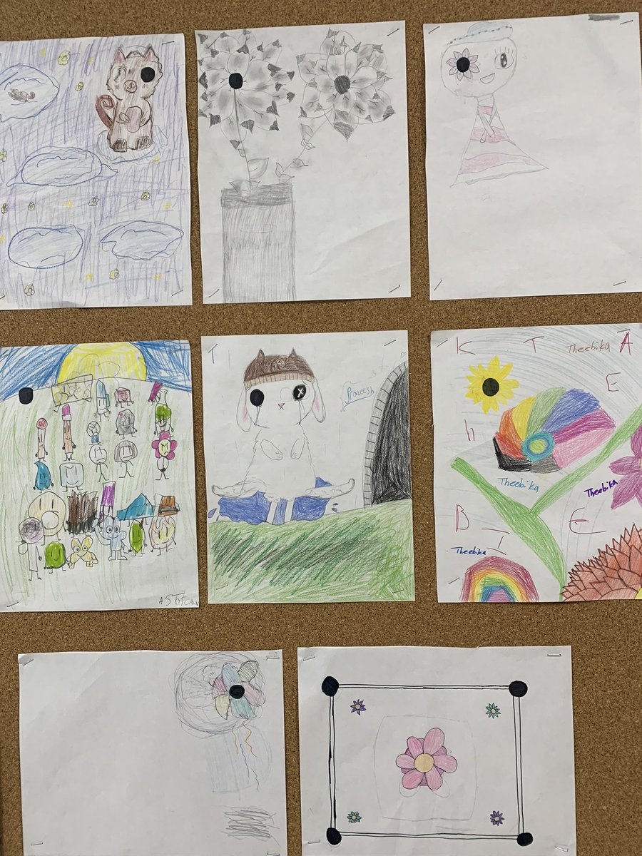 Grade4Loftus's tweet photo. Today we made our mark by creating different pieces of art using the same dot.  @hills_harvest https://t.co/9pawX4k9Ct