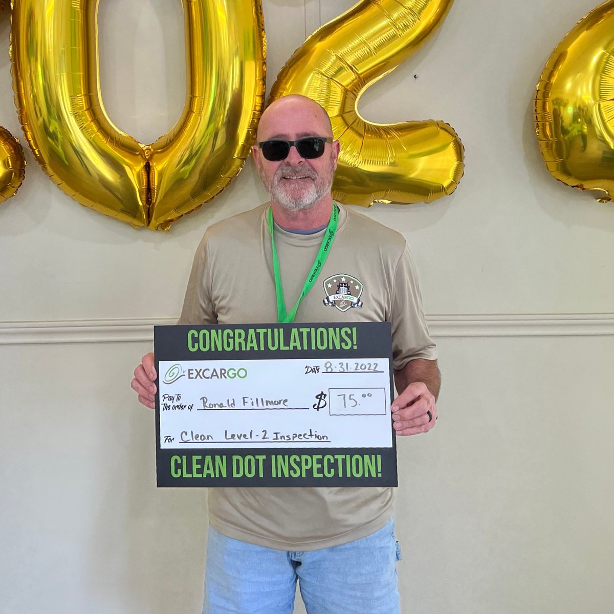 Excargo's tweet photo. Congrats Robert on your Clean Level 2 Roadside inspection!! Thank you for all that you do to keep Excargo Trucking #waytoExcarGO https://t.co/ECly5DRK1p