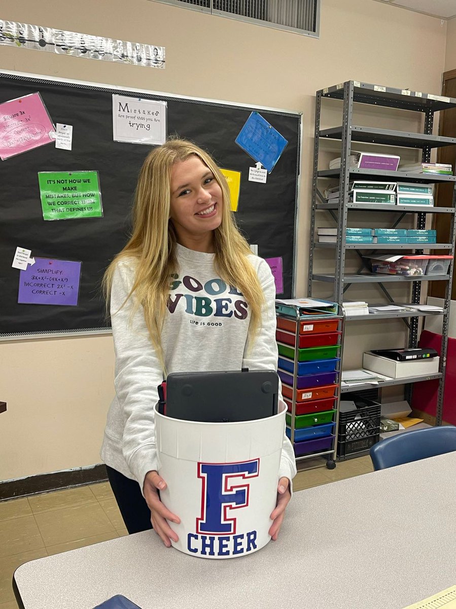 fitch_cheer's tweet photo. Madison was showing her team spirit on Bring Anything But a Backpack Day during Homecoming Spirit Week ❤️ https://t.co/96ZegW2N18